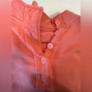 Aerie Vibrant Coral Henley Women’s Button Oversized Top Size Medium $7